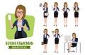 Businesswoman character vector set. Business woman characters set of office female professional sales employee in marketing.