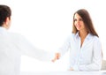 Businesswoman and client handshaking Royalty Free Stock Photo