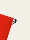 Businesswoman climbing cliff vector concept. Career promotion, progress, opportunity symbol.