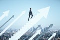 Businesswoman climbs the stairs in the form of white arrow Royalty Free Stock Photo