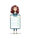 Businesswoman with a clipboard with green tick . Royalty Free Stock Photo