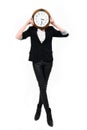 Businesswoman with clock ful height - time concept Royalty Free Stock Photo