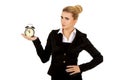 Businesswoman with clock - time concept Royalty Free Stock Photo