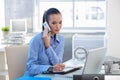 Businesswoman concentrating on phone call