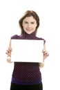 Businesswoman with copy space in hands