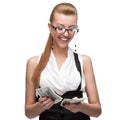 Businesswoman counting money Royalty Free Stock Photo