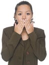 Businesswoman covering mouth