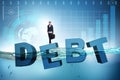 The businesswoman in debt business concept