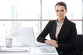 Businesswoman at desk with computer Royalty Free Stock Photo