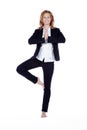 Businesswoman doing yoga break Royalty Free Stock Photo