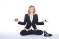 Businesswoman doing yoga break Royalty Free Stock Photo