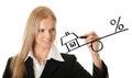 Businesswoman drawing a mortgage illustration