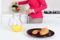 Businesswoman eating breakfast Royalty Free Stock Photo