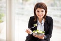 Businesswoman eating a salad Royalty Free Stock Photo