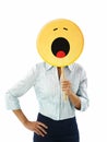 Businesswoman with emoticon Royalty Free Stock Photo