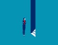 Businesswoman entering. Business accessibility vector illustration concept