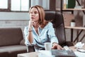 Businesswoman feeling concerned thinking about new business plan Royalty Free Stock Photo