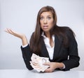 Businesswoman fighting about the money Royalty Free Stock Photo