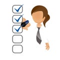 Businesswoman filling a checklist