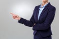 Businesswoman finger point aside Royalty Free Stock Photo