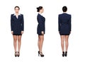 Businesswoman front back side isolated Royalty Free Stock Photo