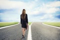 Choices of a businesswoman at a crossroads. Concept of decision Royalty Free Stock Photo