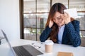 Businesswoman get stressed while having a problem at work