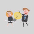 Businesswoman gifting a good idea. 3D