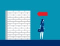 Businesswoman give up on obstacles. Concept business vector, Risk, Wall