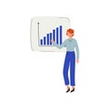 Businesswoman Giving Presentation of Project, Man Presenting Graph on Flip Chart Vector Illustration Royalty Free Stock Photo
