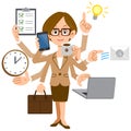 Businesswoman with glasses to perform multitasking