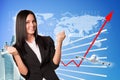 Businesswoman and graphical chart