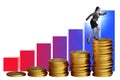 Businesswoman in the growth concept with coins chart Royalty Free Stock Photo