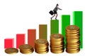 Businesswoman in the growth concept with coins chart Royalty Free Stock Photo