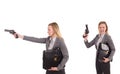 The businesswoman with gun isolated on white Royalty Free Stock Photo
