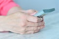 Businesswoman hands holding usa dollars Royalty Free Stock Photo