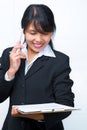 Businesswoman having discussion over the phone Royalty Free Stock Photo