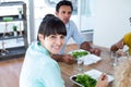 Businesswoman having lunch Royalty Free Stock Photo