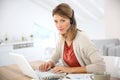 Businesswoman with headset on