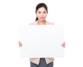 Businesswoman hold with blank board