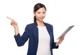 Businesswoman hold digital tablet and finger point out Royalty Free Stock Photo