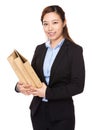 Businesswoman hold with file pad Royalty Free Stock Photo