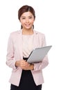 Businesswoman hold with laptop computer