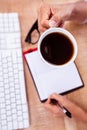 Businesswoman holding black coffee cup Royalty Free Stock Photo