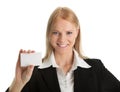 Businesswoman holding blank card Royalty Free Stock Photo