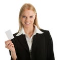 Businesswoman holding blank card Royalty Free Stock Photo