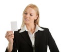 Businesswoman holding blank card Royalty Free Stock Photo