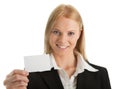 Businesswoman holding blank card Royalty Free Stock Photo