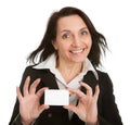 Businesswoman holding blank card Royalty Free Stock Photo