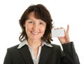 Businesswoman holding blank card Royalty Free Stock Photo